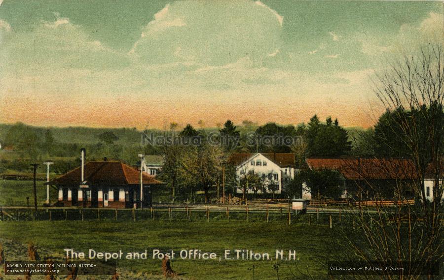Postcard: The Depot and Post Office, East Tilton, New Hampshire